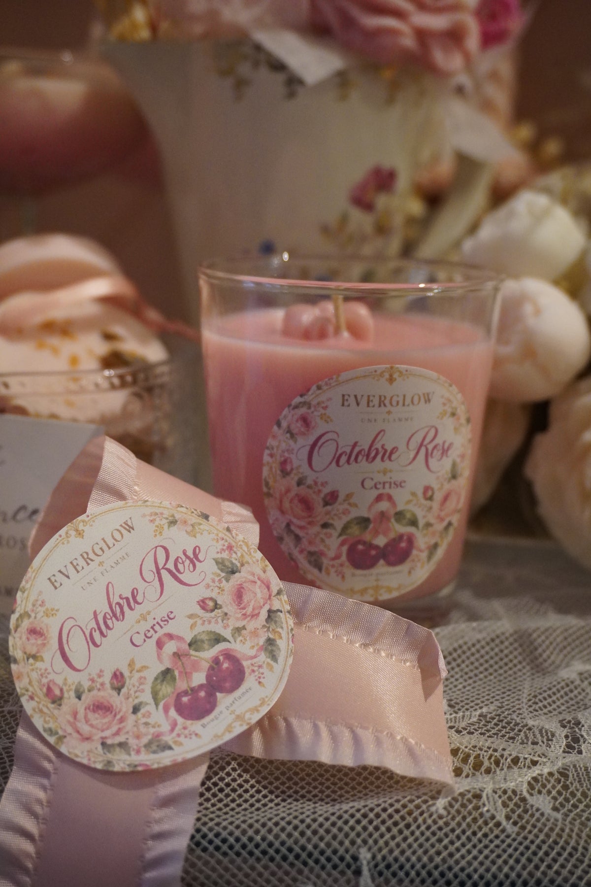 Bougie Octobre Rose – Cerise